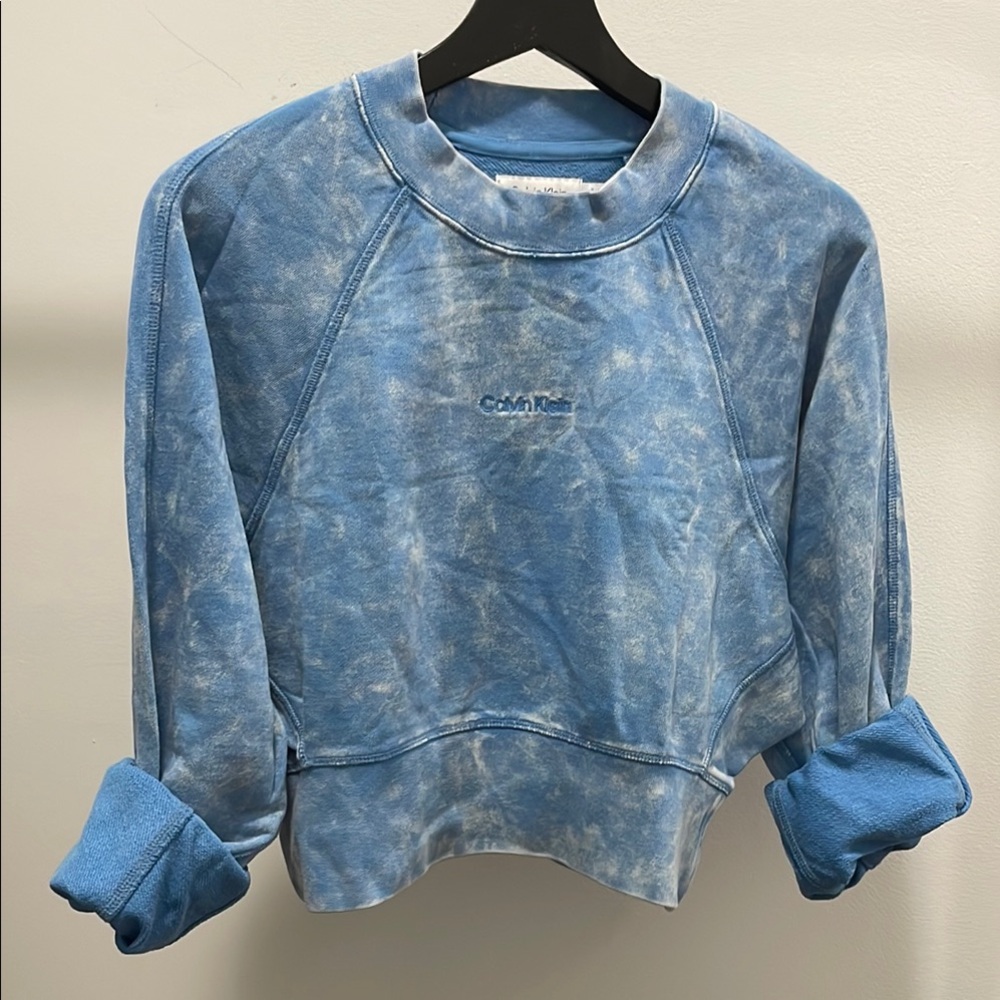 Calvin Klein Blue Cropped Long Sleeve Sweatshirt